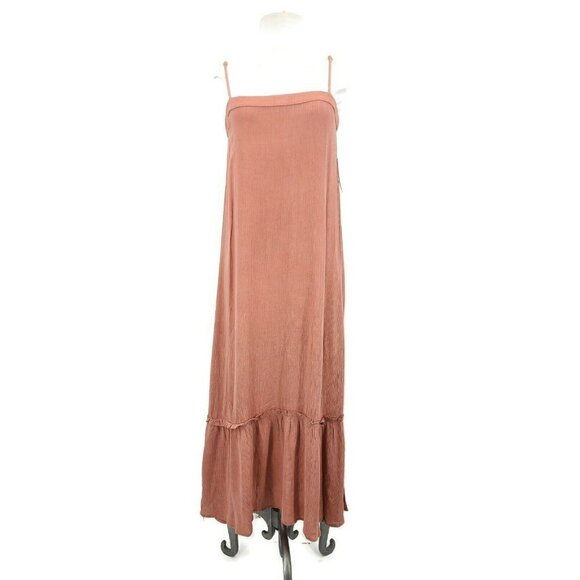 New Flynn Skye Margo Pink Crinkle Dress Womens XS Rayon Spaghetti Straps - Picture 2 of 8